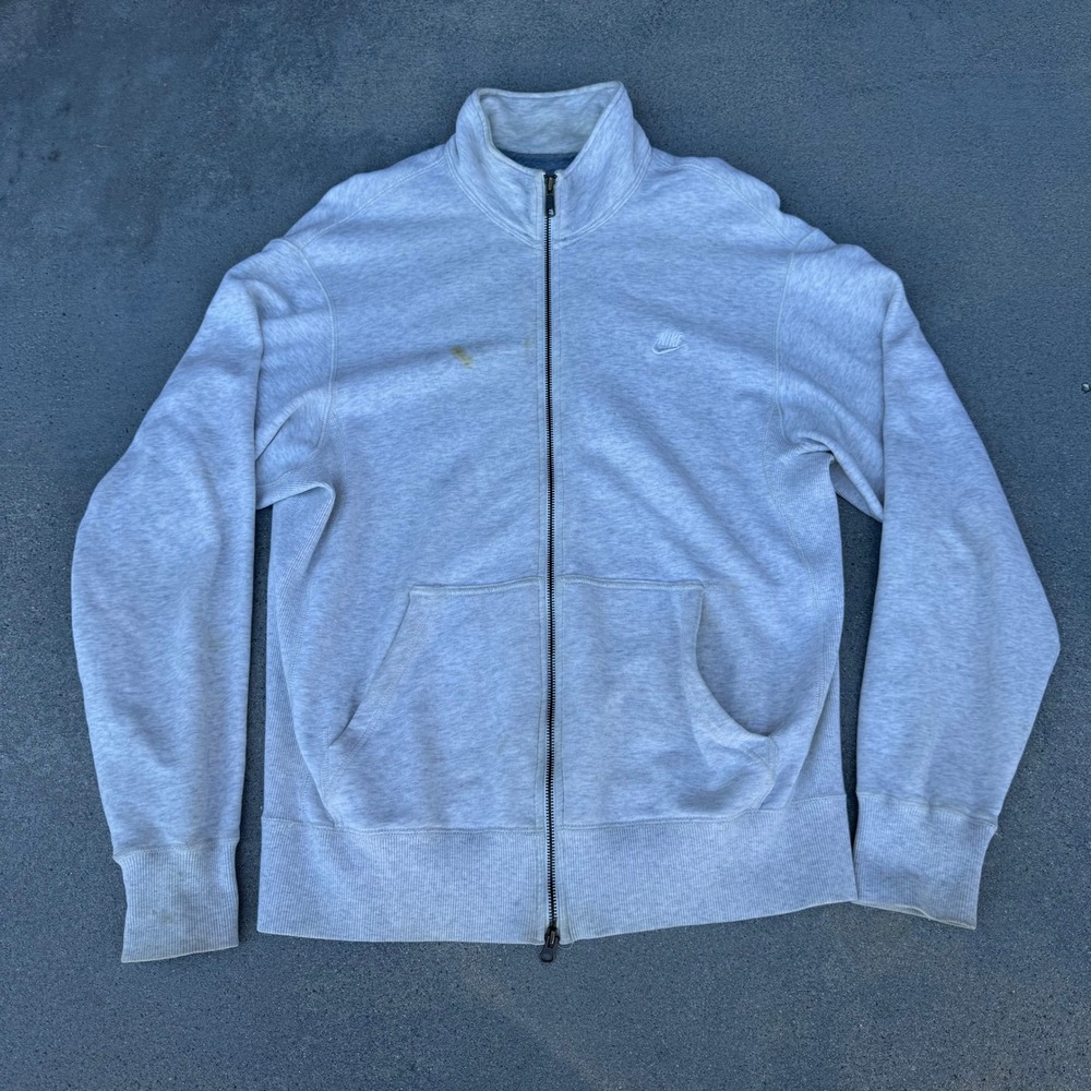Nike Sportswear Mens Full Zip Sweatshirt Grey Heather Mock‎ Neck Jacket Large